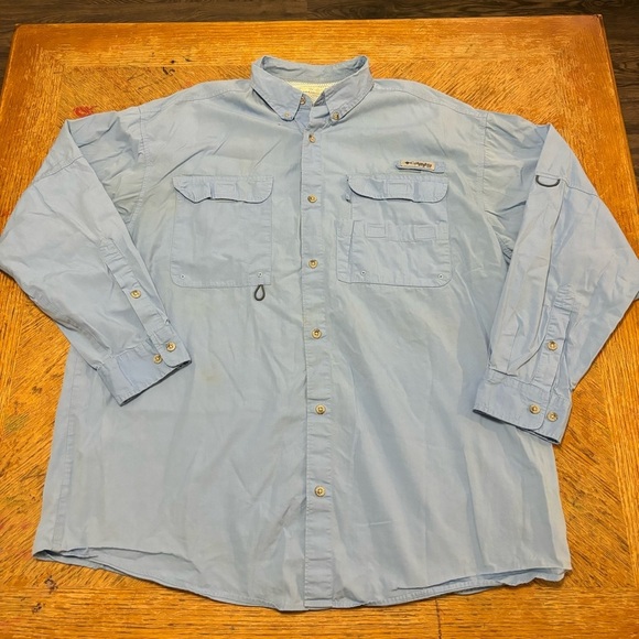 Mens Columbia PFG XXL Omni Shade Baby Blue Long Sleeve Vented Button Down Shirt. - Picture 1 of 6